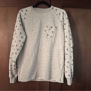 Sovereign Code gray crewneck sweatshirt bird pattern sleeves size medium